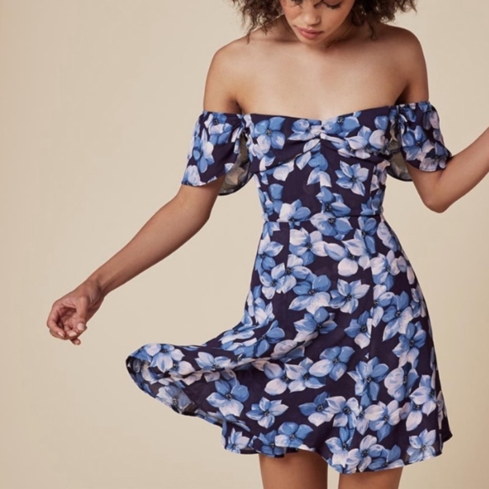 Navy floral dress from Reformation